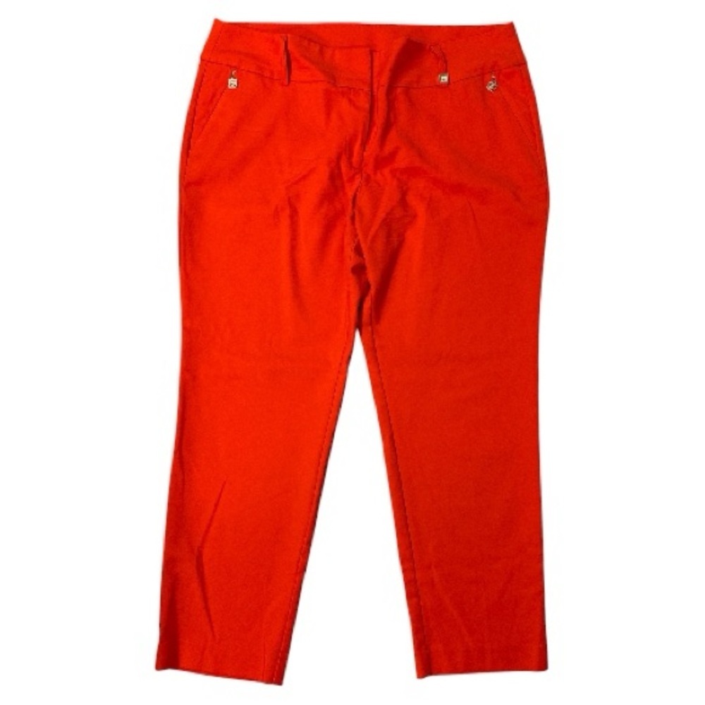 Anne Klein women’s dress pants w/zippered pockets bright coral & gold accents 16
